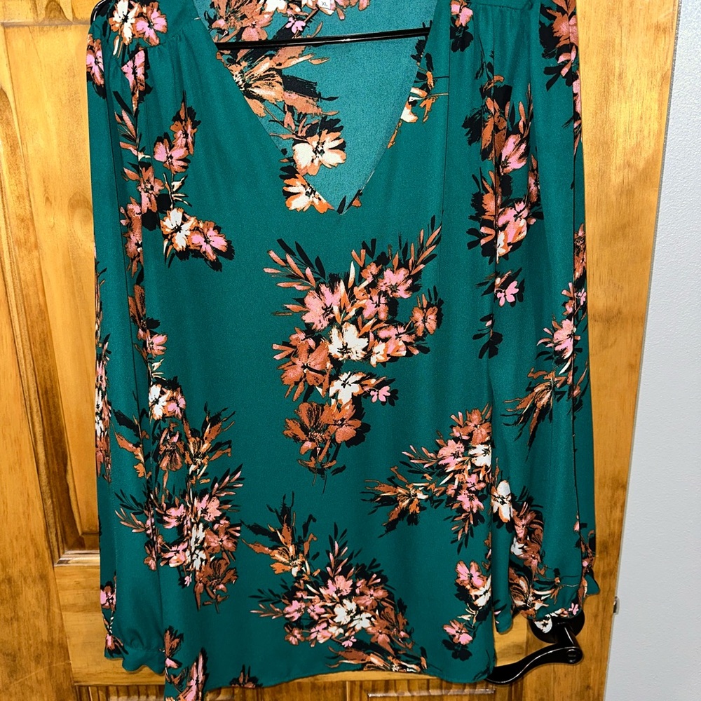 Maurices Teal Floral Blouse